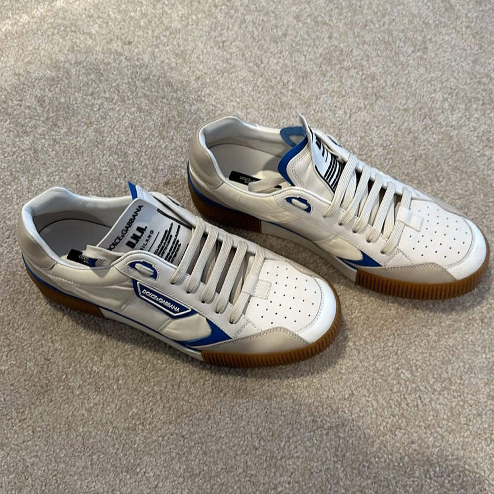 Dolce & Gabbana DNA Leather Suede Blue Low-top Designer Sneakers
